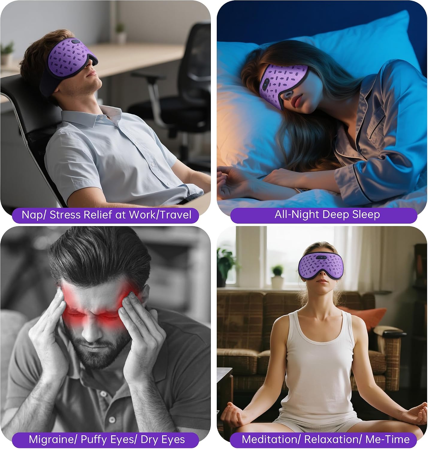Sleep Mask Headphones Bluetooth 5.4 with 3D Removable Hot Cold Compress, TOPOINT Weighted Eye Mask Blackout Soft Cooling Breathable for Women Men Deep Sleep Relax Tired Office Travel