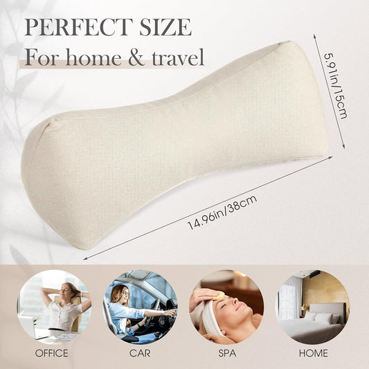 DoubleFill 2pcs Buckwheat Neck Support Pillow Cervical Pillow for Pain Relief Firm Support Adjustable Buckwheat Hulls Breathable for Side Back Sleepers Lunch Break Travel(Gray,Plush)