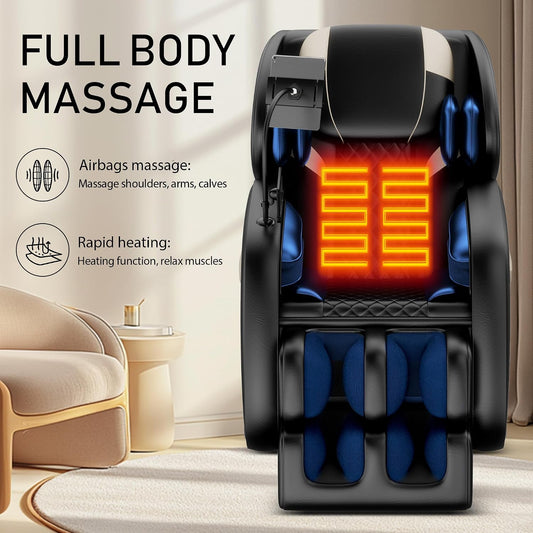 2026 Massage Chair for Full Body 4D Zero Gravity | Heat Therapy, SL-Track Shiatsu Foot Rollers, Yoga Stretch, Heating Function, for Home Office Use (Model 3)