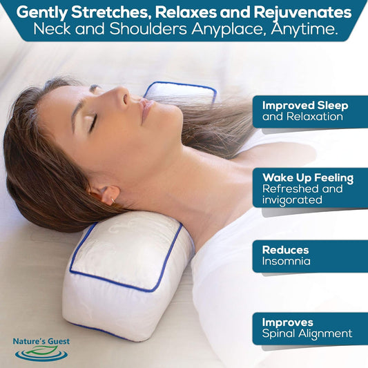 Nature's Guest Adjustable Cervical Neck Roll Bolster Pillow for Sleeping, Neck Pain Relief, Spine Support, Travel, Leg Support, Pregnancy, Cotton Cover, Hypoallergenic Microfiber Fill