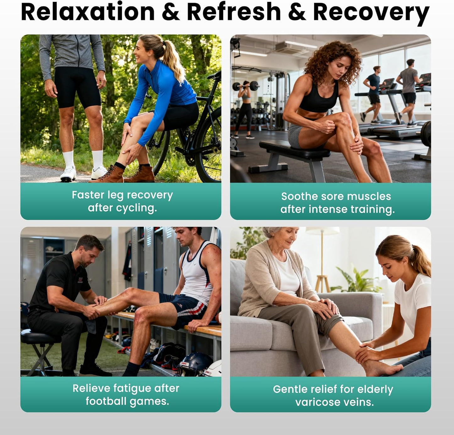 Leg Massager with Heat and Comression for Circulation and Pain Relief | Foot and Leg Massager Air Compression Boots with 9 Intensity Levels, Full Leg Recovery Therapy Mechine