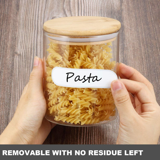 264 Pieces Removable Food Labels Stickers Waterproof Kitchen Labels for Food Storage, Home Organization with Marker Pen, 3 Sizes (Silver Side)