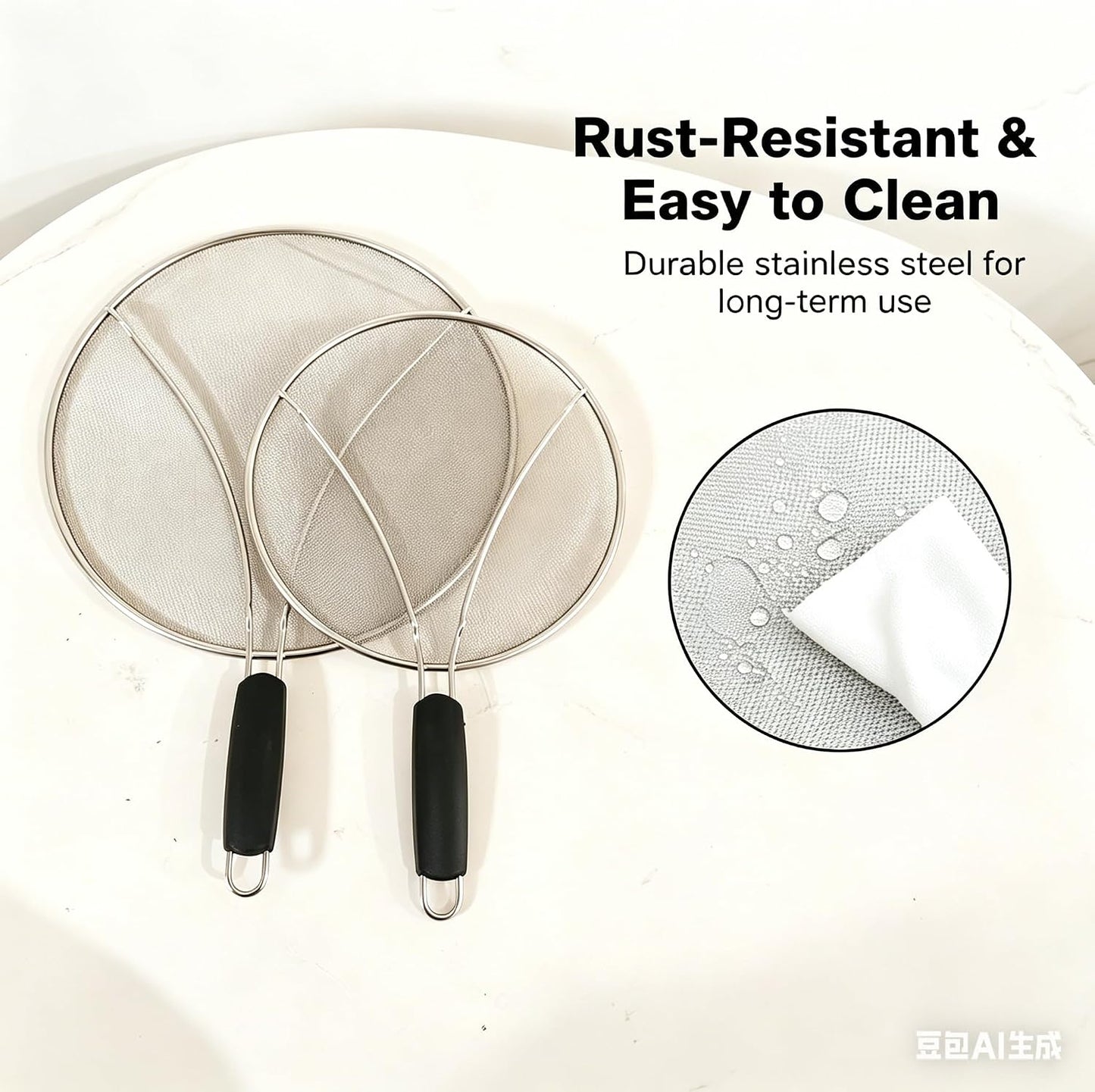Stainless Steel Splatter Guard Set of 2, 13in & 9.84in for Frying Pan | Heavy Duty Grease Splatter Screen, Oil Splash Protection, Dishwasher Safe, Easy to Hang