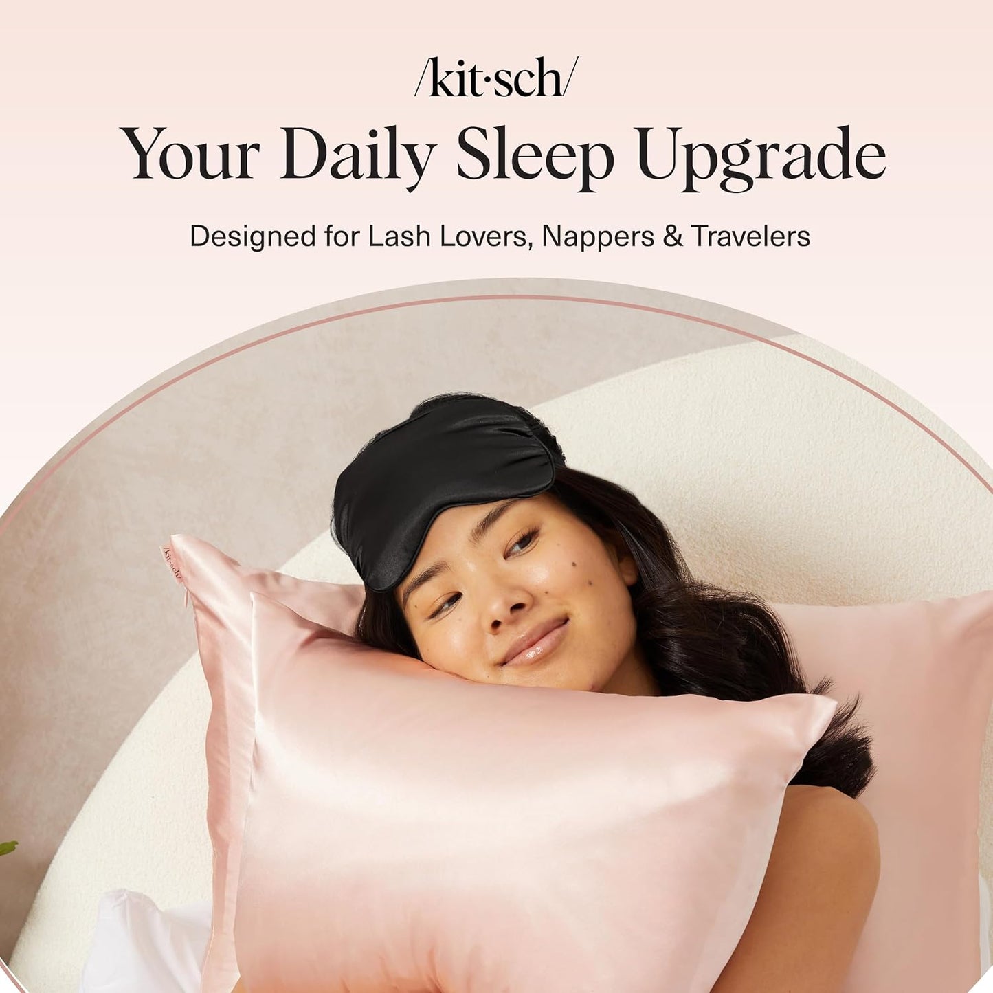 Kitsch Contour Satin Sleep Mask | Eye Masks for Sleep - Blush | Softer Than Silk Sleep Mask, Blindfold Sleep Masks for Women & Men, No Eye Pressure, Lightweight Eye Mask, Travel Essentials