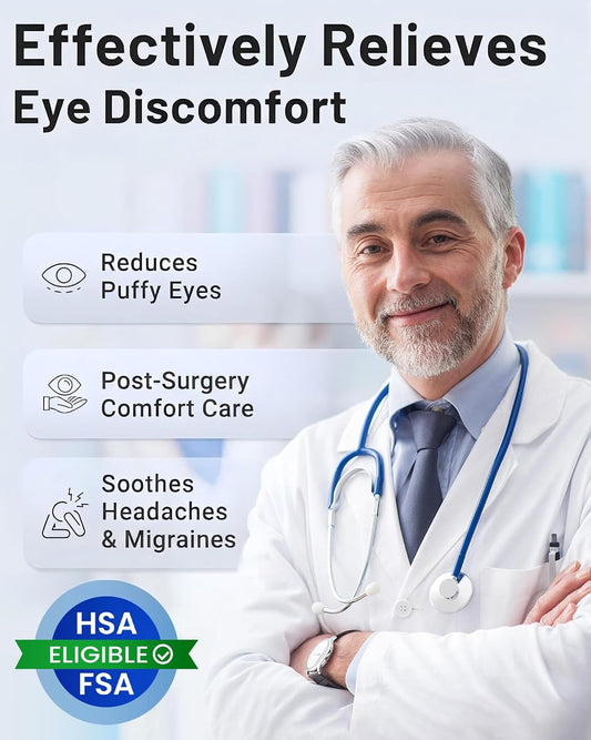 Cooling Eye Mask for Puffy Eyes: Fsa Eligible Items Hsa, Face Ice Eye Pack for Migraine After Surgery Relief - Reusable Cold Compress for Headaches Puffiness - Comfortable Weighted Fit Gel Sleep Mask