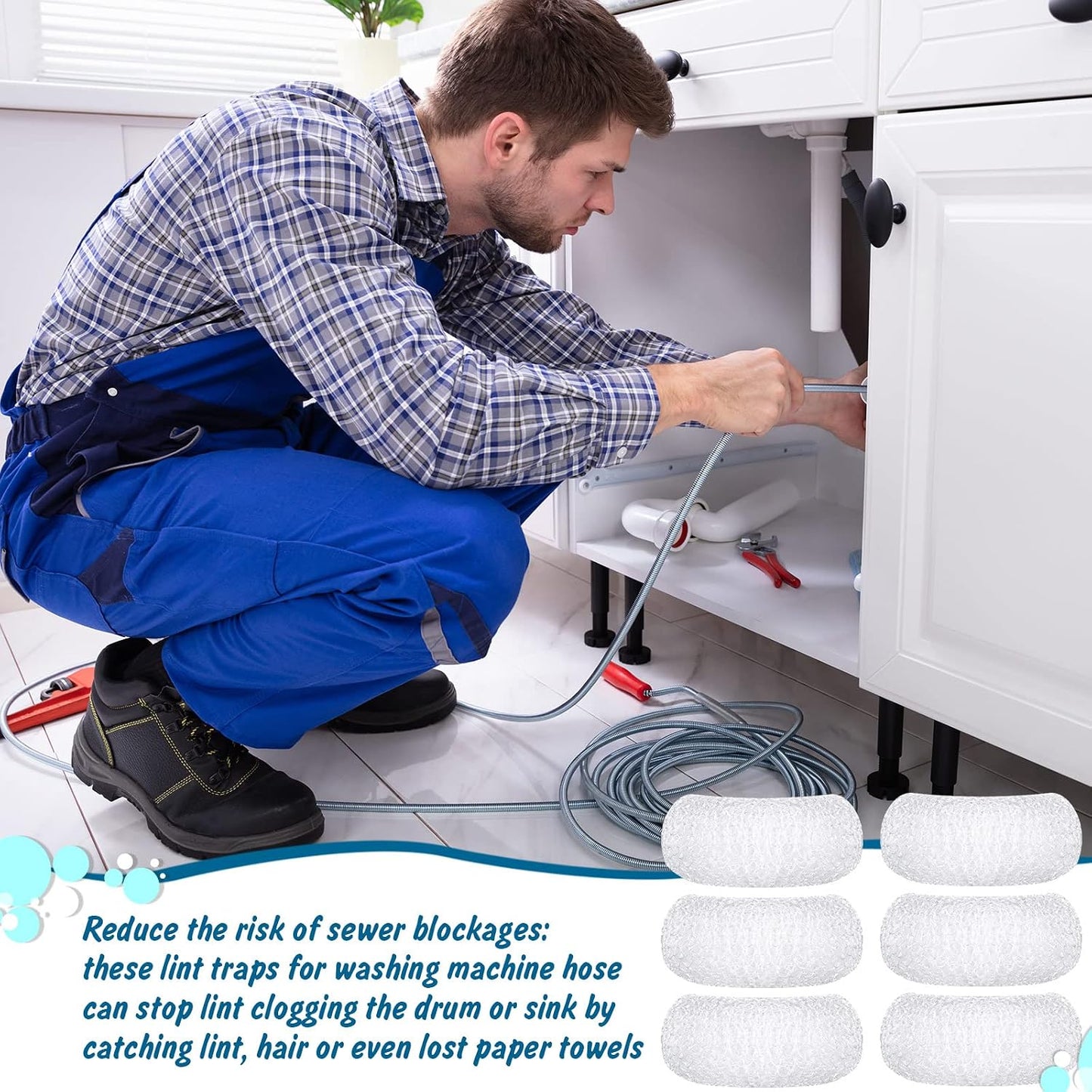 40 Pcs Nylon Washer Hose Lint Traps Washing Machine Mesh Filters | Washer Drain Hose, Fits Laundry Pipes, Helps Catch Lint, Includes 40 Zip Ties, Nylon Mesh Screen, Utility Sink Drain