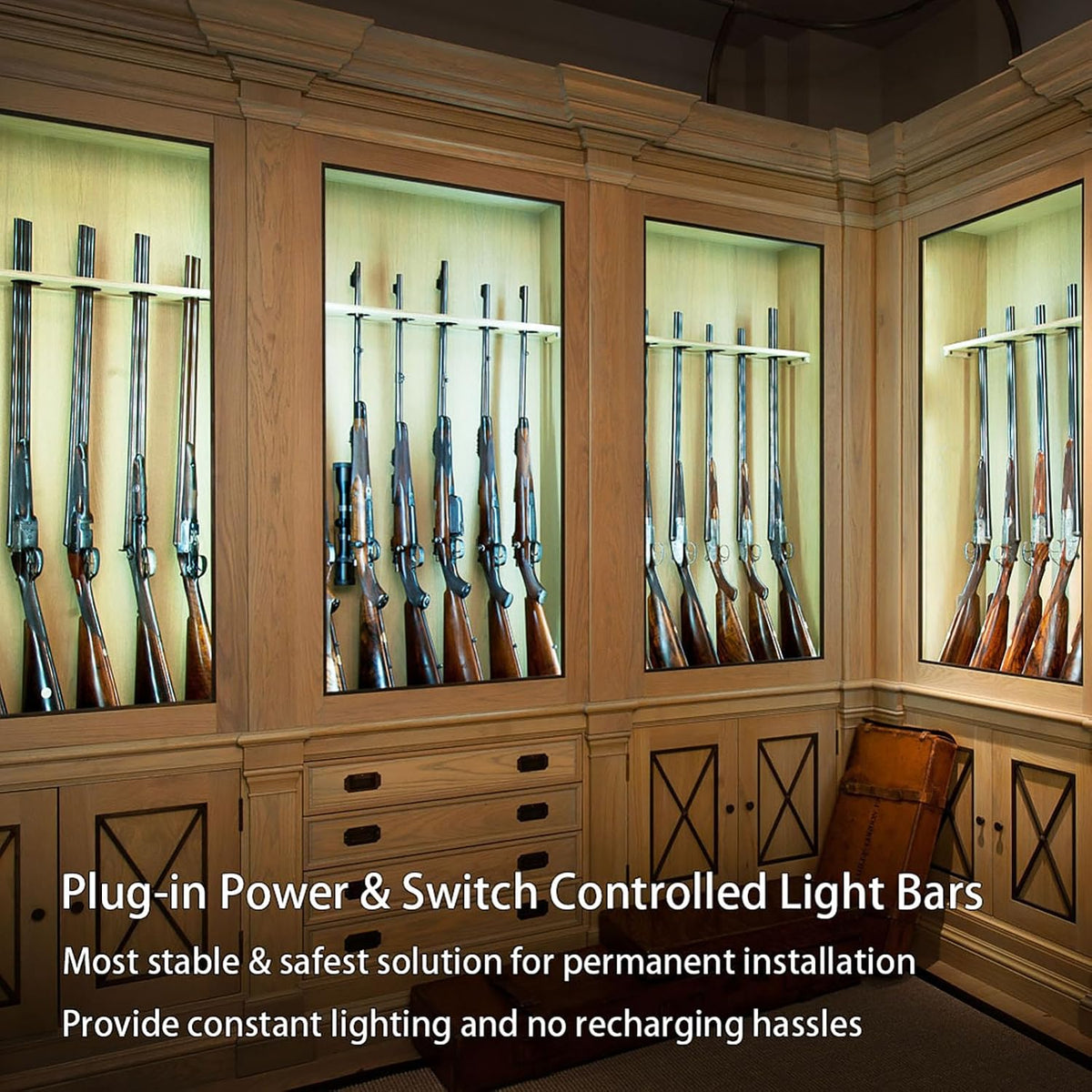 Motion Sensor Under Cabinet Lights, Plug in, Seamlessly Linkable, 6 Pcs 12 Inch Under Counter Lighting Bars for Kitchen, Closet, Gun Safe, Shelf, Display Case, LED 5000k Daylight