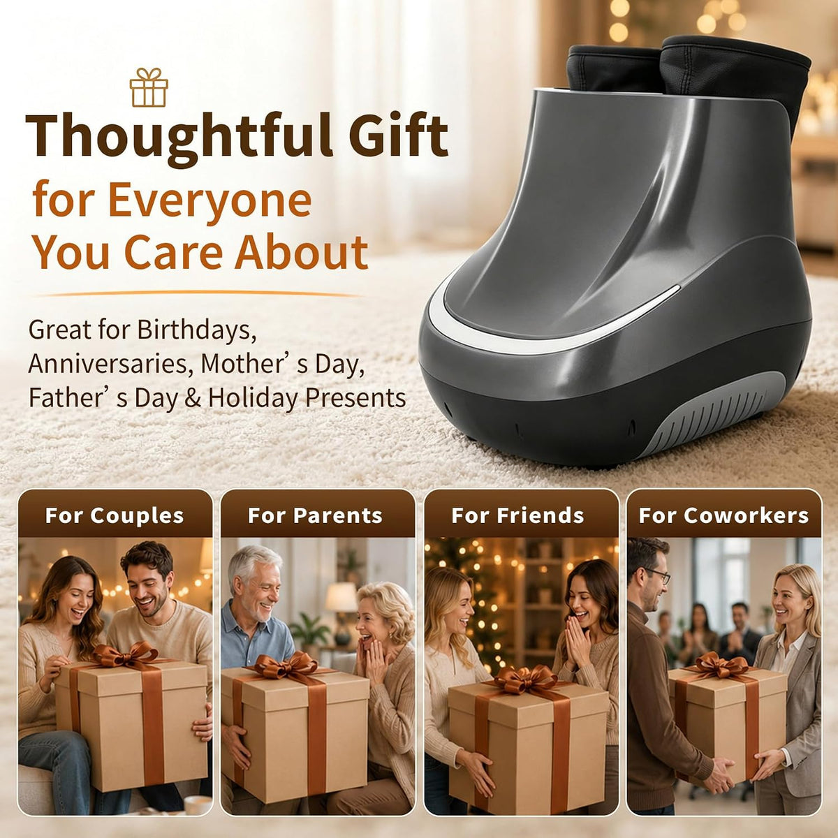 2-in-1 Foot & Calf Massager with Heat, Shiatsu Foot Massage Machine