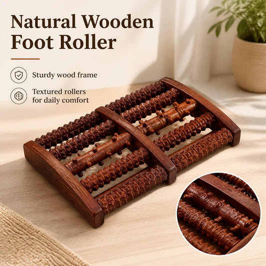 Wooden Foot Massager for Plantar Fasciitis Relief, Ergonomic Foot Roller for Muscle Relaxation, Circulation & Acupressure, Sturdy Wood Frame Massage Roller 10.63 x 7.48 x 1.57 in (Style 2)