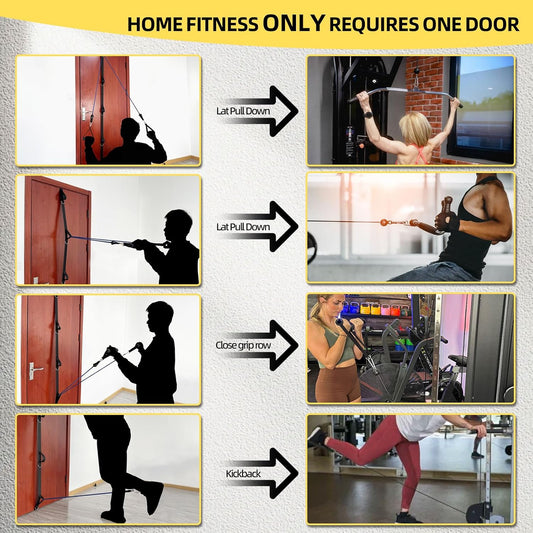 KANGFITER Door Anchor Strap & Resistance Bands for Working Out with Handles | Natural latex, 10-50 lbs, stackable to 150, Ankle Straps, Non-Slip Multi Point Attachment for Home Gym Fitness