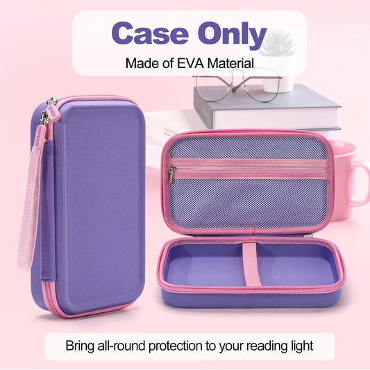Case for Glocusent Vekkia LITOM LEDGLE TAKKUI TSINGREE Reading Light, Neck Book Light Carrying Box for Reading in Bed, LED Booklight Storage with Pocket for USB Cable (Case Only)- Purple