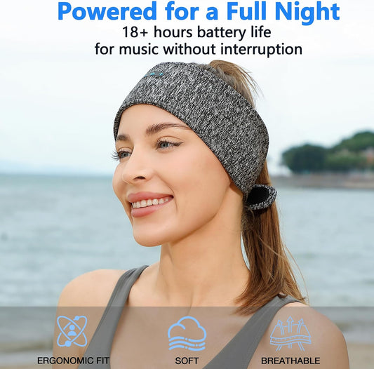 2-Pack Sleeping Headphones,18 Hour Playtime,Adjustable Bluetooth Headband,Ideal for Running, Workouts, Insomnia Sufferers, Travel, and Meditation