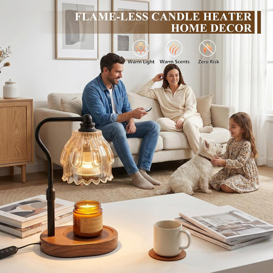 Candle Warmer Lamp with Timer and Wireless Remote Control | Dimmable Candle Warmer for Jar Candles, Mothers Day Birthday Gift for Women, House Warming New Home Vintage Decor