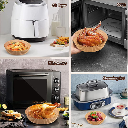 Air Fryer Liners Disposable 6.3 inch Round,100PCS for AirFryer | Unbleached Non-stick Non-leak 2Qt to 5Qt Small Air fryer liner Parchment Paper