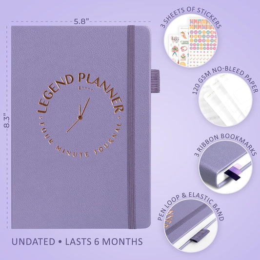 Legend 4-Minute Journal for Women & Men, Daily Gratitude, Lavender