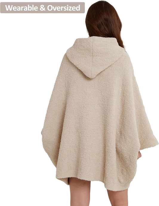 WDCOZY Wearable Blanket Hoodie Poncho Throw Comfy Soft Warm Cape Shawl Cozy Cloak Wrap Hooded with Sleeves For Women Adults