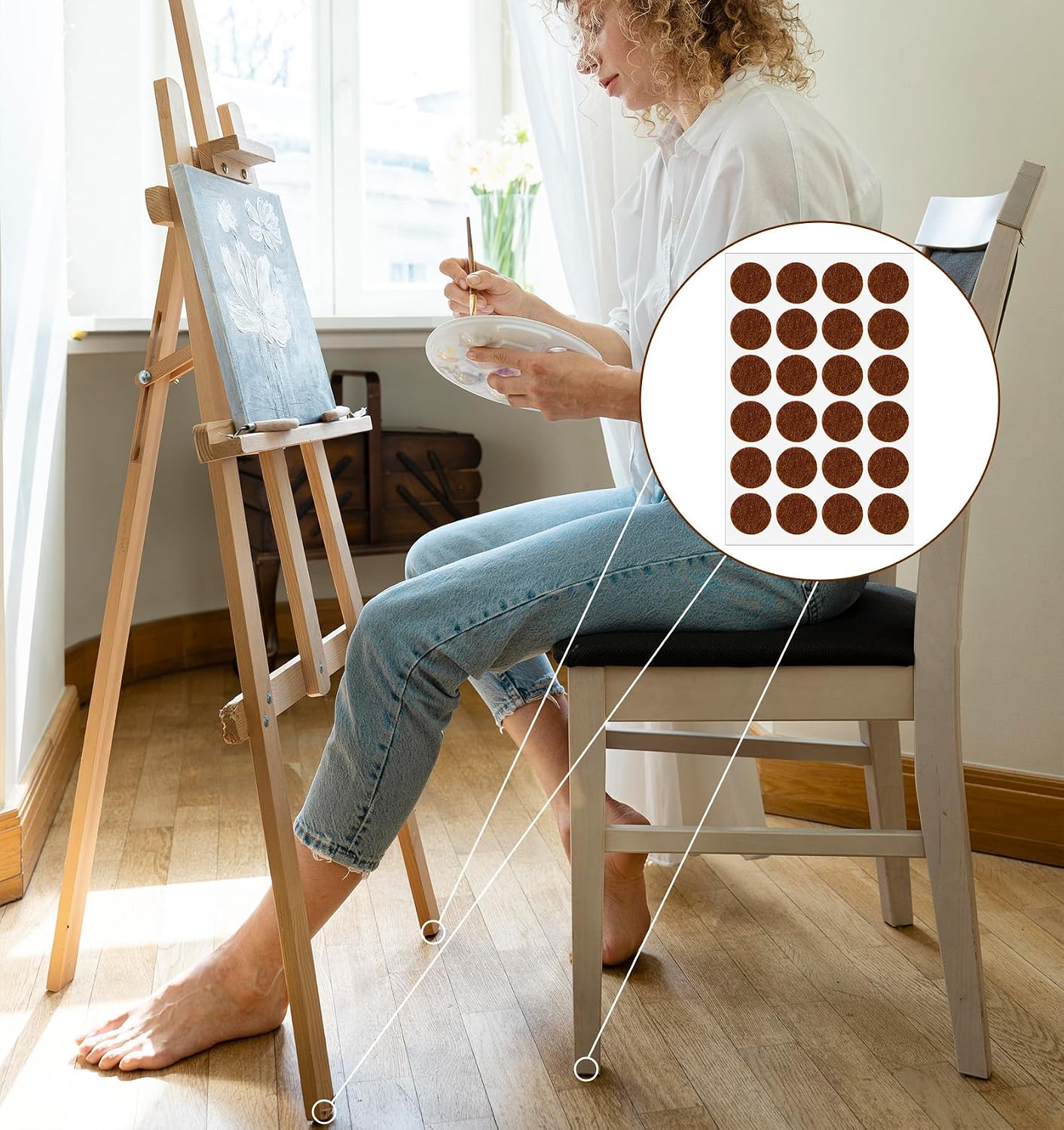 120 PCS Felt Pads for Cabinet Doors, Felt Furniture Pads 1/2 Inch Round Chairs, Self-Adhesive to Protect Surfaces (Brown, 0.87 inch)