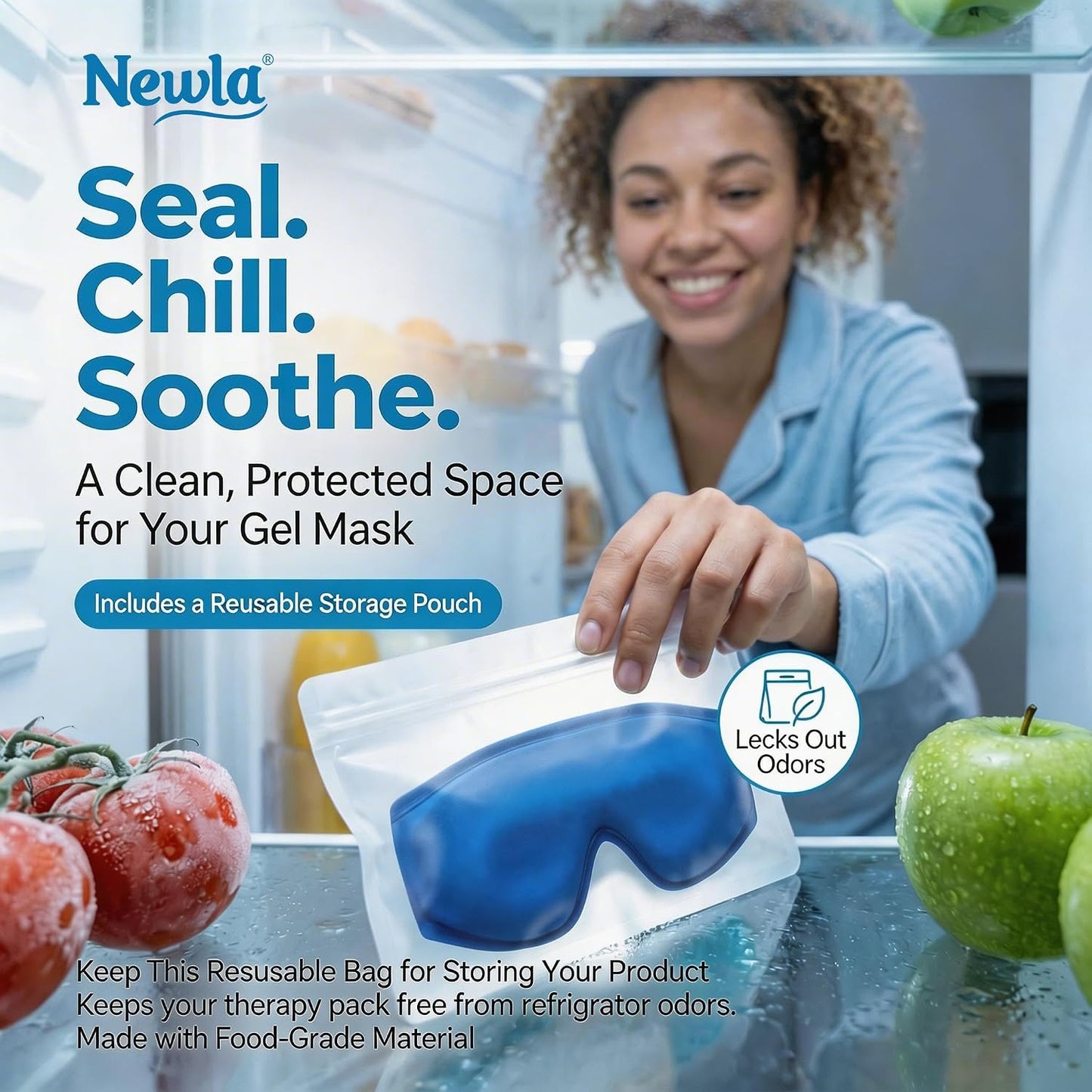 Contoured Cooling Gel Eye Mask: Ice Cold Compress for Puffy Eyes, Dark Circles, Sinus Pain & Surgery Relief, Reusable Therapy, Fits All Head Sizes, Daily Eye Care, Relaxation Beauty Gift, Blue