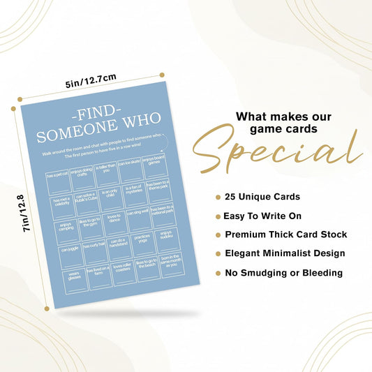 Find Someone Who Bingo Cards, 25 Unique Sheets, Team Building Games for Work, Icebreaker Fun, Engaging Office Games, Team Building Activity for Employees and Groups - Brown