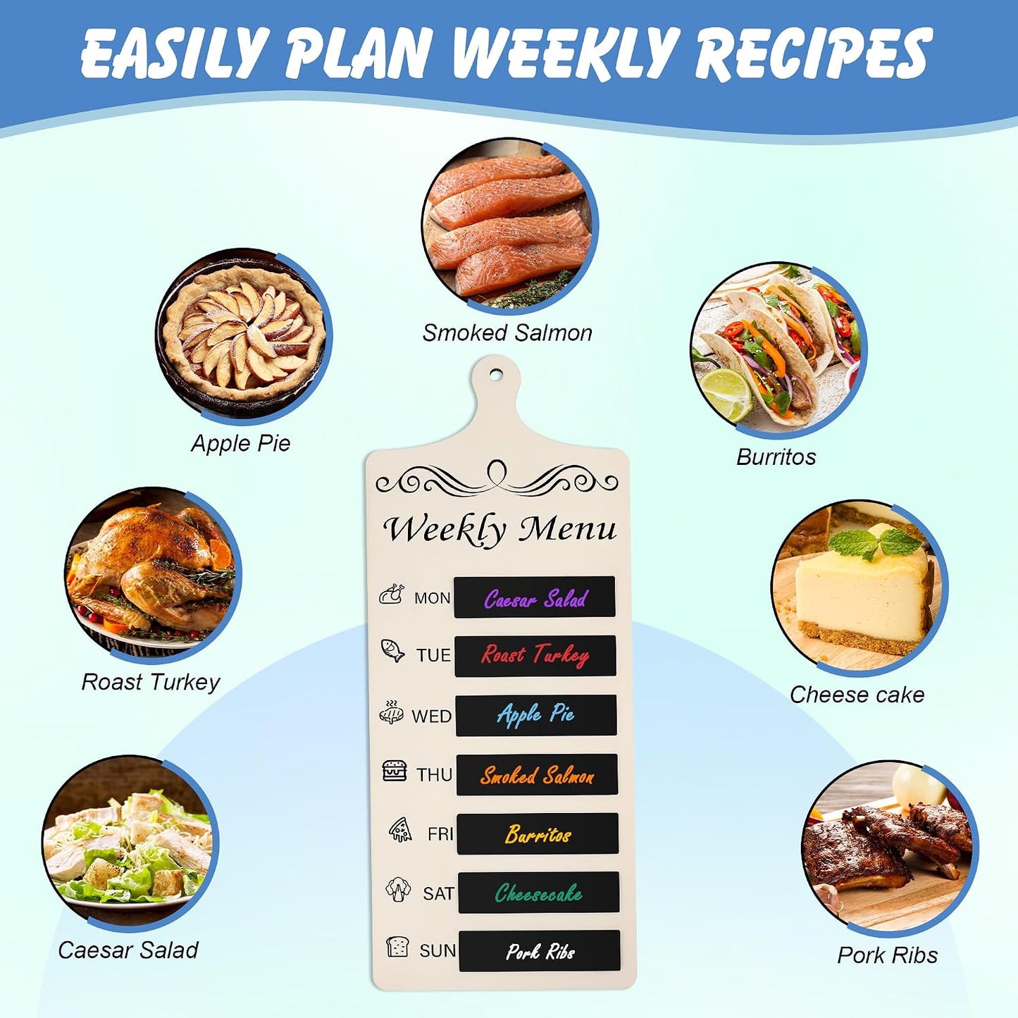 Catcan Magnetic Wood Menu Board for Fridge Meal Planner Chalkboard