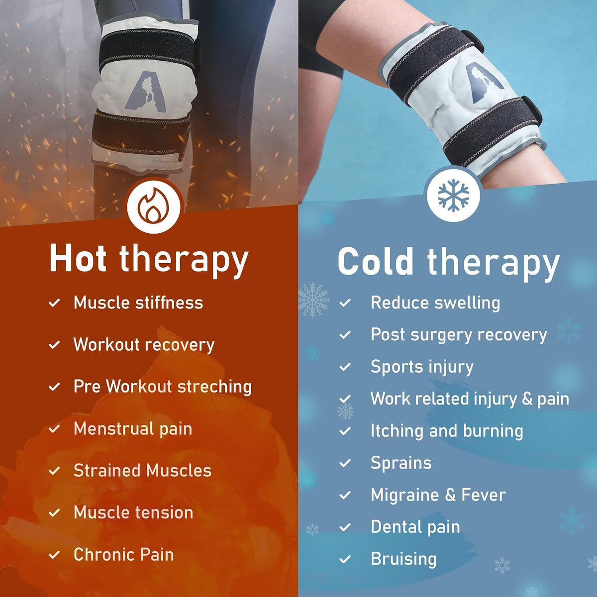 Flexible Knee Wrap Hot and Cold Gel Pack 10" x 12.5"