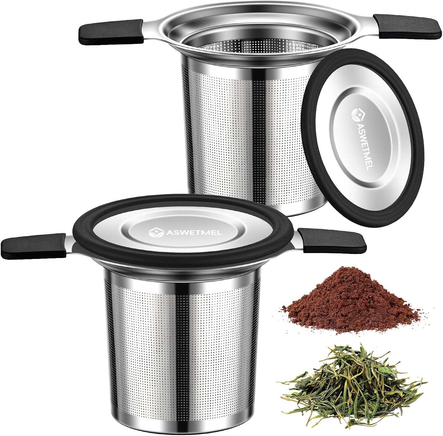 Tea Infuser Strainers, Stainless Steel Loose Leaf Tea Strainer Stepper with Heat Proof Double Handles, Extra Fine Mesh Ball Infusers, Diffuser Holder Filter for Mugs, 1PC
