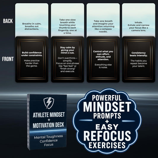 Athlete Mindset & Motivation Cards | Gifts for Athletes | Gifts for Athletes, Coaches & Parents | Deck For Sports & Training | Motivation Cards & Mindset Decks | 50 Cards