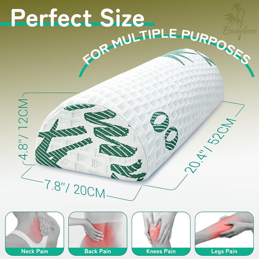 Asatdd Semi Roll Under Knee Pillow for Lower Back Support, Leg, Knee,Back Sleeping, 7.8”x 20.4”x 4.8”
