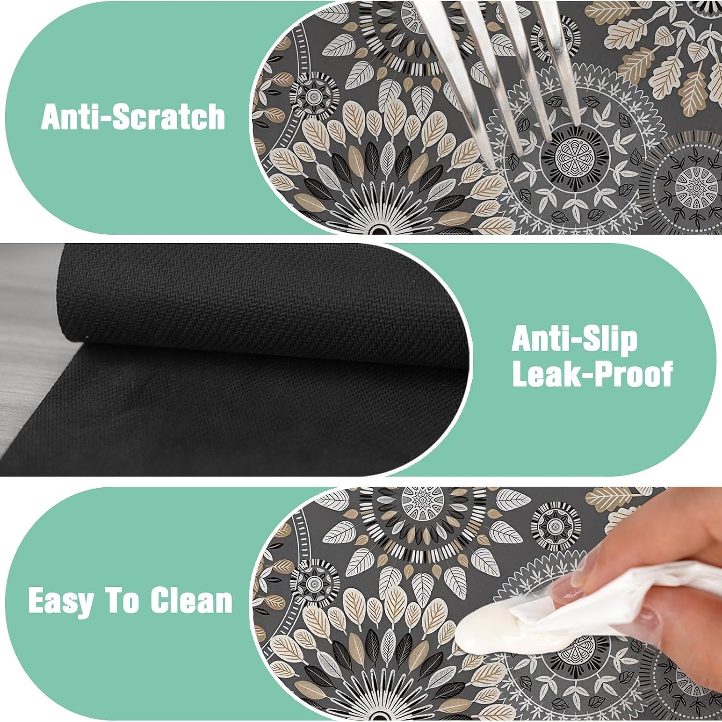 Kitchen Sink Splash Guard Faucet Mat 24" X 5.5" Tropical Leavesl Absorbent Fast Drying Mat Faucet Draining Mat Sink Splash Guard Behind Faucet Drip Catcher for Kitchen Bathroom