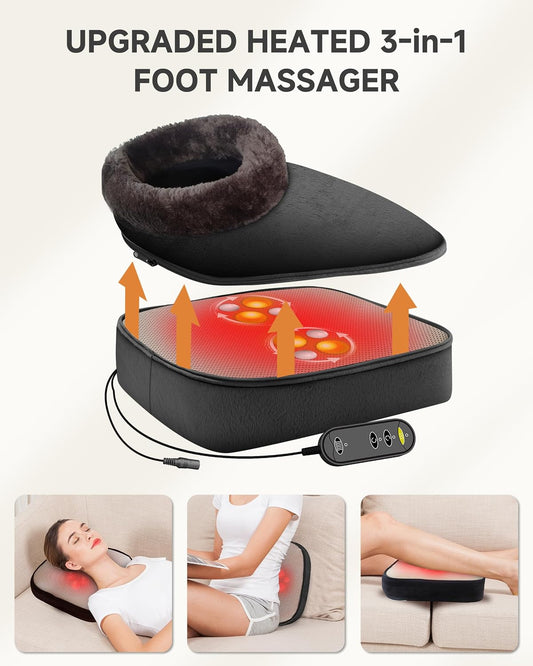 Snailax Shiatsu Foot Massager with Heat, Foot Warmer with Removable Cover | 2-in-1 Foot and Back Massager, Reversible Kneading Foot Massager Machine for Home Office Use, Gift for Women Men