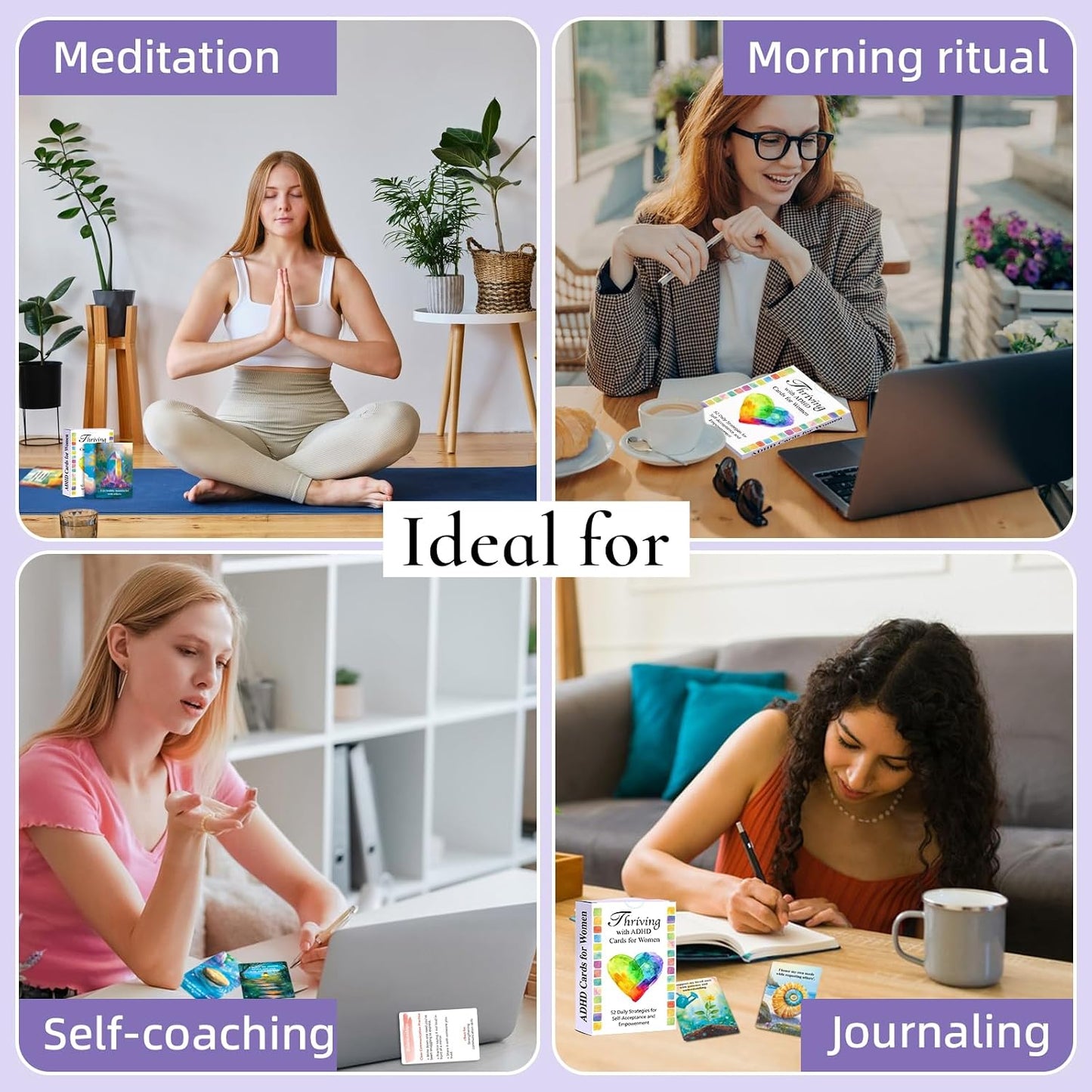 ADHD Coping Skills for Adults Teens | Therapy Tools Cards for Women | ADHD Activity Flashcards to Improve Productivity | Executive Functioning Mindset & Mindfulness Cards