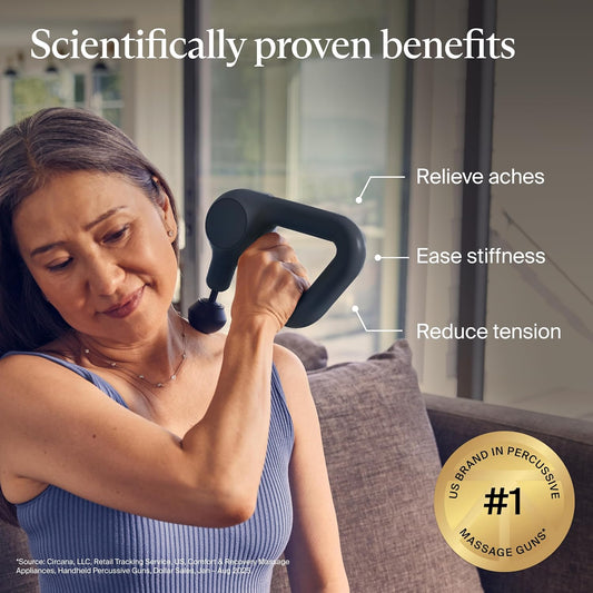 TheraGun Therabody Relief Massage Gun | for Daily Comfort | 3-Speed | Navy | Quiet Handheld Percussion Muscle Massager for Back, Leg & Shoulder Pain Relief. Lightweight, Easy to Use, Ergonomic Grip
