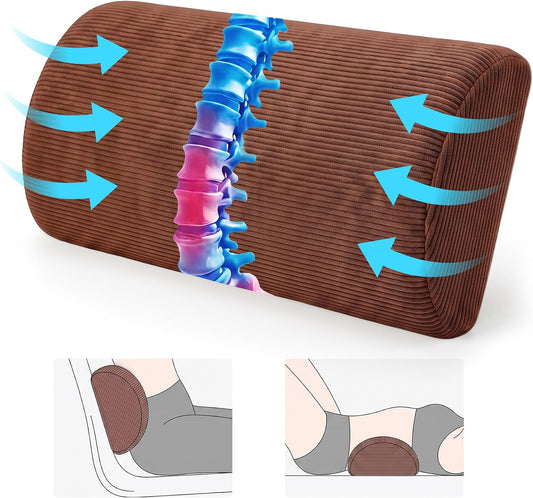 XIAIJIA Lumbar Support Pillow for Office Chair,Back Pillow, Gray | Memory Foam, Back Support pillow Suitable for Couch, Sofa, Bed, Recliner,Travel use, Back Pain Relief, Office Chair