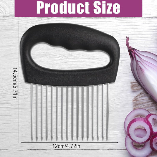 Extra-Large Onion Holder for Slicing Onion Chopper Vegetable Cutter Stainless Steel Tomato Potato Slicer with 16 Long Needles Meat Tenderizer Tool Kitchen Gadget for Potato Lemon Fruit and Meat