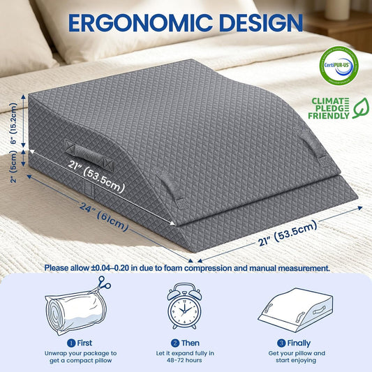 Elevation Pillows for Leg After Surgery, Adjustable Wedge Pillow, Grey