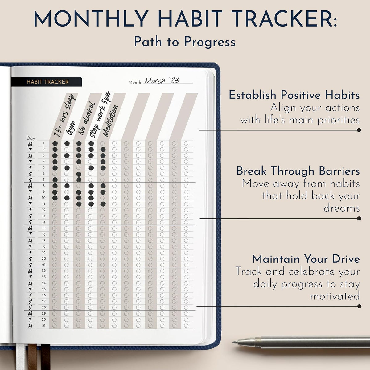 Gratitude Journal for Men, 6-Month Guided Daily Prompts, Fabric Hardcover
