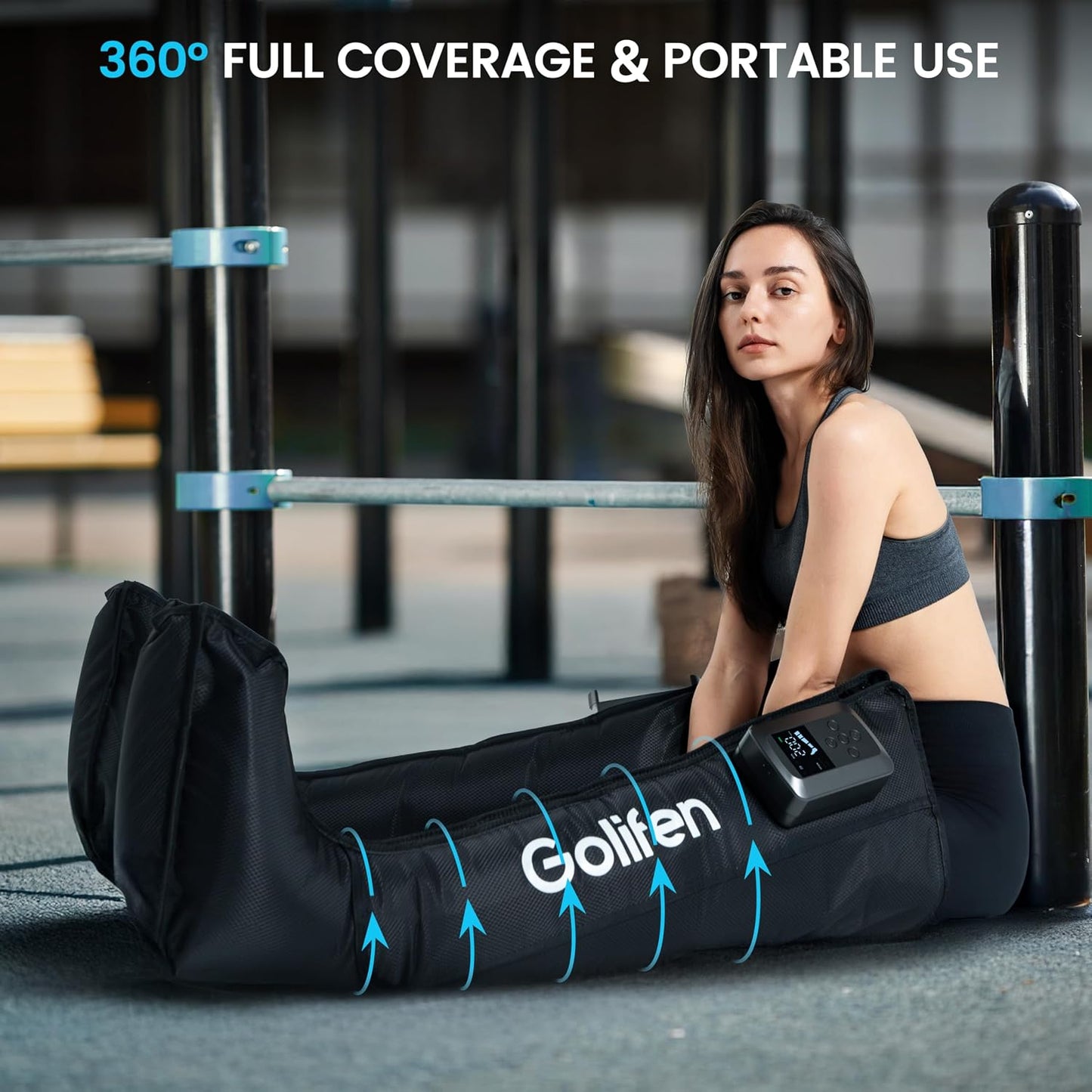 Cordless Leg Compression Massager, Portable Compression Boots with 5 Air Chambers, Full Leg Massager for Circulation & Muscle Pain Relief, Gift for Athletes Men Women