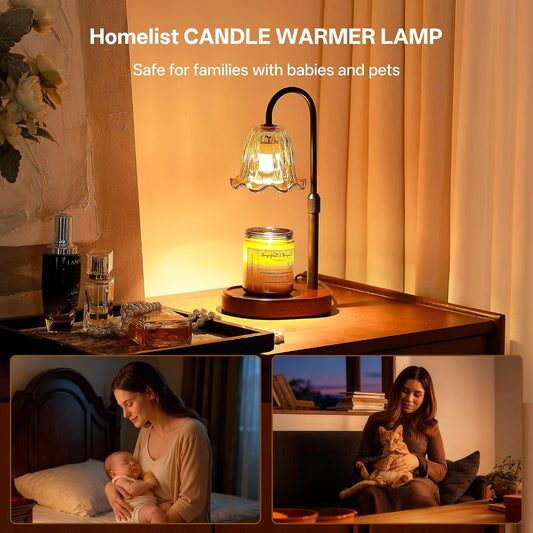 Homelist Candle Warmer Lamp, Adjustable Height Candle Warmer | Vintage Candle Warmer Lamp Dimmable with Timer for Home Decor, GU10 Bulb, Table Lights for Bedroom, Tea Room, Rest Room