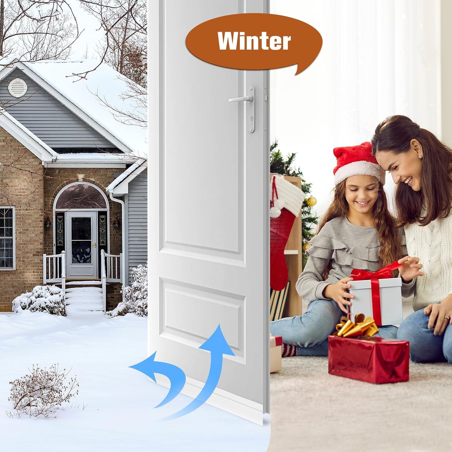 Under Door Draft Stopper - Strong Adhesive Seal Blocker, Soundproof Sweep, Weather Stripping, Noise Insulator for Bottom of Doors