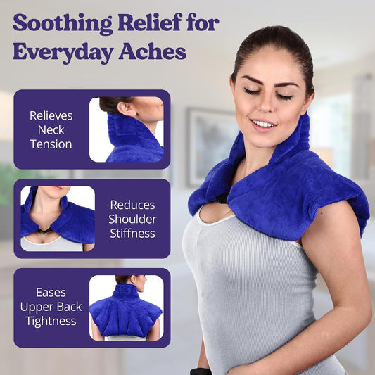 Microwavable Heating Pad for Neck, Shoulders, and Back by Joy & Grace | 5 Lb Weighted Neck & Shoulder Wrap | Moist Heat Therapy Pack for Relaxation and Comfort | Soft Micro-Mink Cover | Scented Gray