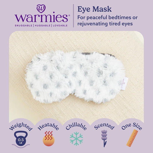 warmies Microwavable Eye Mask for Warmth & Comfort - Heating & Cooling Compress for Calming Relaxation - Weighted & Heated Eye Mask with Scented Lavender for Sleeping - Snowy