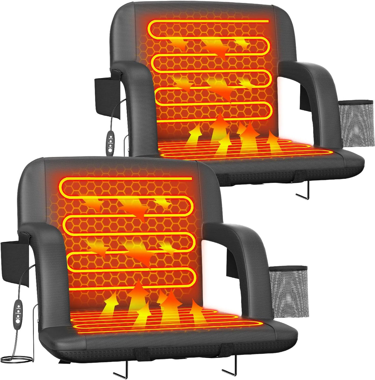 Suteck Heated Stadium Seats for Bleachers, 21" Wide with USB 3-Level Heat