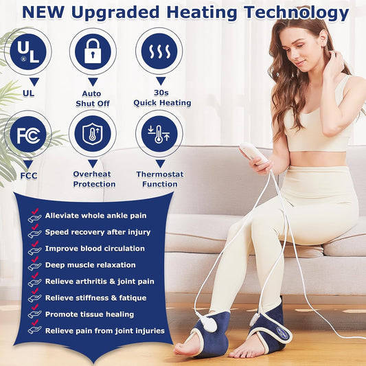 CAMECO 1 Pair Foot Heating Pad for Feet Neuropathy, Heated Foot Warmers for Women Men, Under Desk Plug in Foot Heat Therapy Pad for Feet & Ankles Plantar Fasciitis Pain Relief, 86-158℉ Temperature
