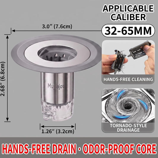 1.25"-2.6" Shower Drain Hair Catcher, Magnetic Floor Drain Stopper(1 Pack) | with Spare Filter Odor-Sealing Drain Plug with Auto-Closing Valve
