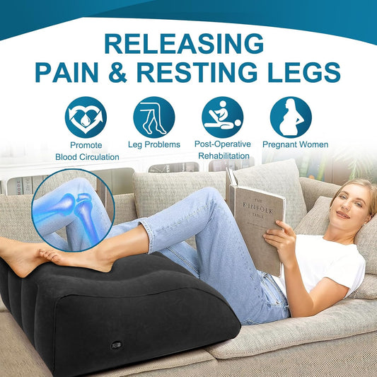 Inflatable Leg Elevation Pillow, Portable Wedge Pillow for Sleeping(Grey) | Improve Circulataion and Reduce Swelling, for Sleeping, Recovery, Pregnant