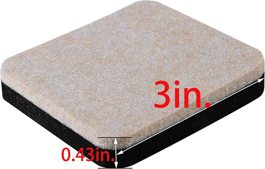 20 Pack 3in.Square Felt Sliders for Hard Surfaces - Heavy Duty Furniture Moving Sliders
