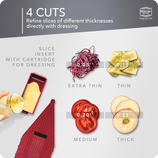 Börner by Reston Lloyd Mandoline Slicer Vital (Basic Set) • V-Slicer with 10 Cutting Styles & Safety Food Holder • Adjustable Kitchen Slicer & Dressing Function
