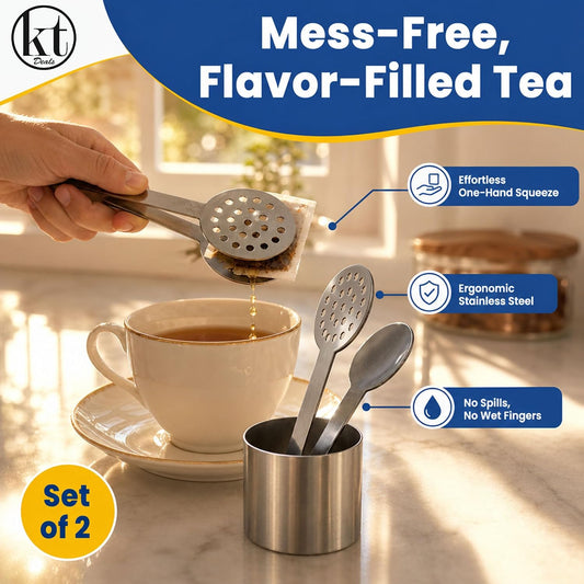 2 Pack Tea Bag Squeezer Stainless Steel Tea Bag Squeezer Tongs Strainer Gripper Picker