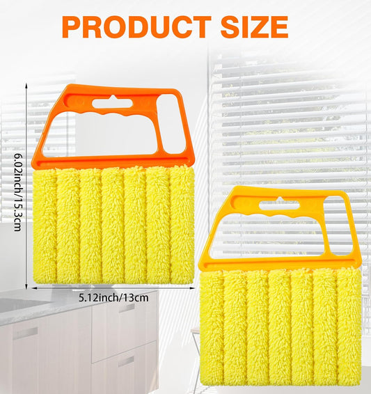 2 Pcs Blind Duster for Wood Blinds, 7-Finger Blind Cleaner Duster Tool | with Microfiber, Effortless Dusting for Tight Slats (Orange and Yellow)
