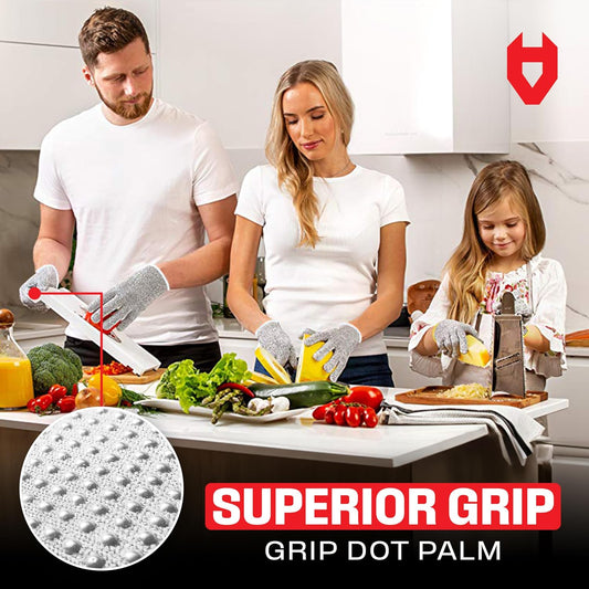 NoCry Cut Resistant Gloves With Grip Microdots — Food Grade Cutting Glove | Cut Proof Kitchen Gloves, Mandoline and Food Prep Safety, Great For Woodworking, Ambidextrous, Breathable, Machine Washable